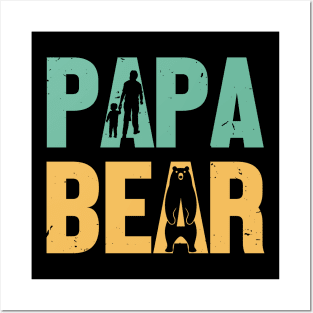 Papa Bear Retro Gift for Father’s day, Birthday, Thanksgiving, Christmas, New Year Posters and Art